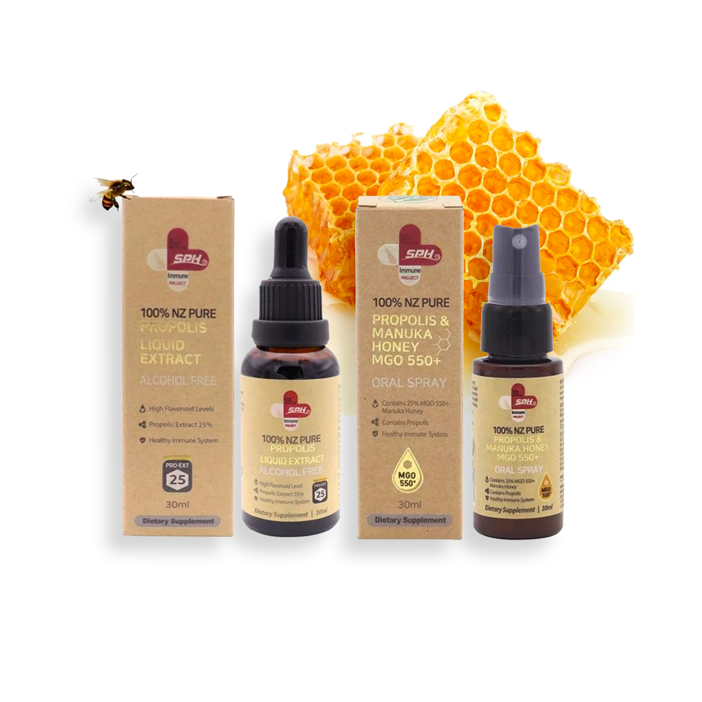 SPH PROPOLIS LIQUID EXTRACT 30ml + PROPOLIS&MANUKA HONEY ORAL SPRAY 30ml