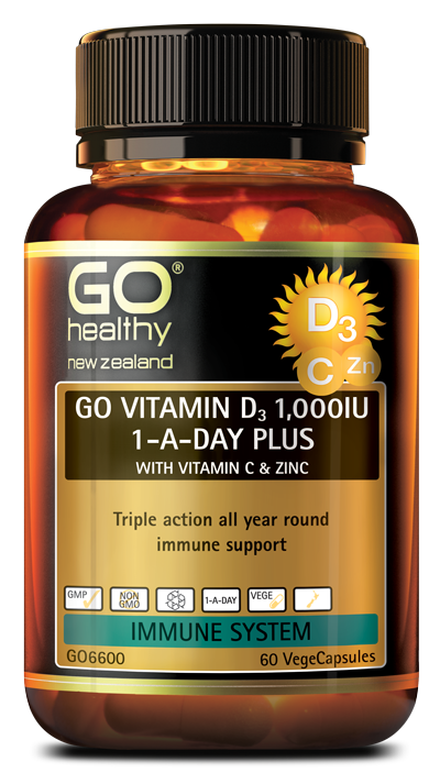 Go Vitamin D3 1000IU Plus Vitamin C & Zinc 60 Vcaps